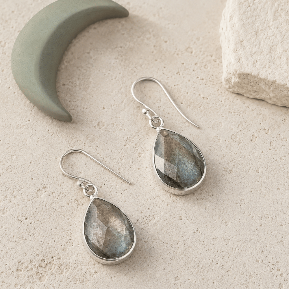 Faceted Labradorite French Wire Earrings
