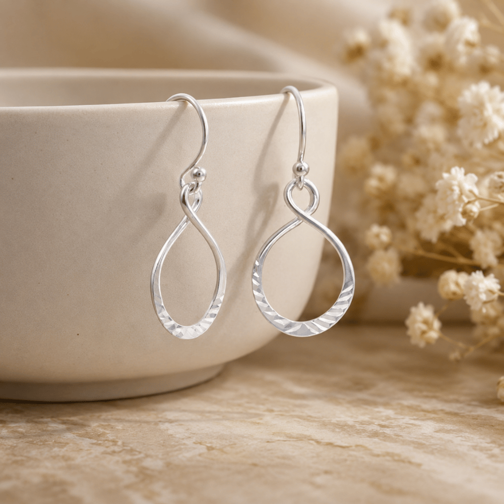 Diamond Cut Drop Earrings