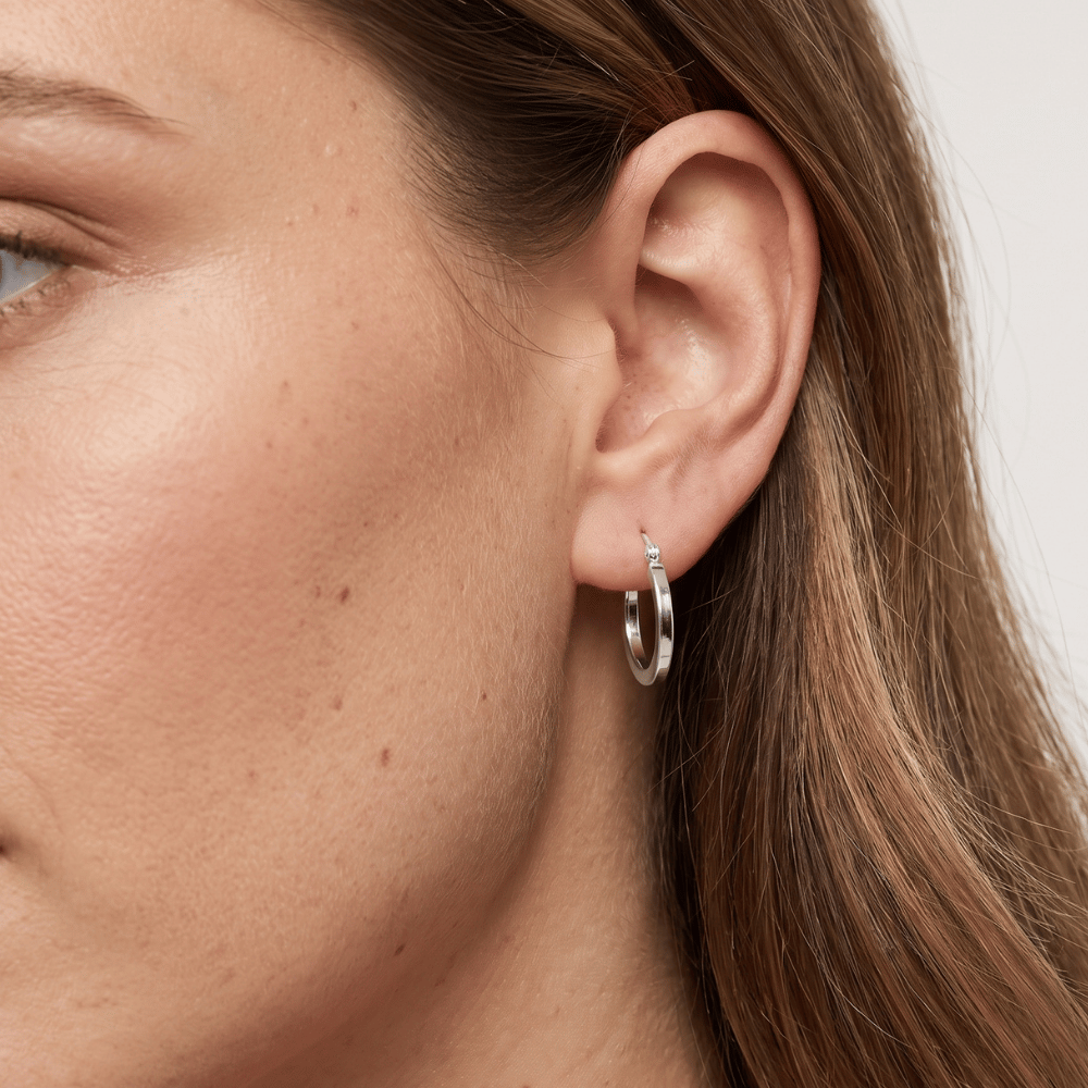 2mm x 18mm Square Tube Hoop Earrings