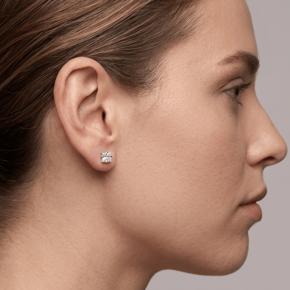 CZ Square Stud Earrings