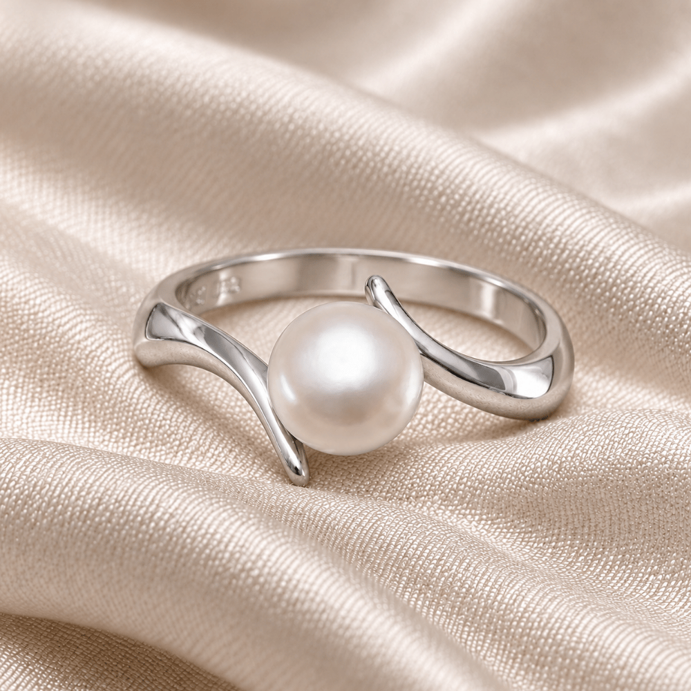 Crossover Design Cultured Freshwater Pearl Ring
