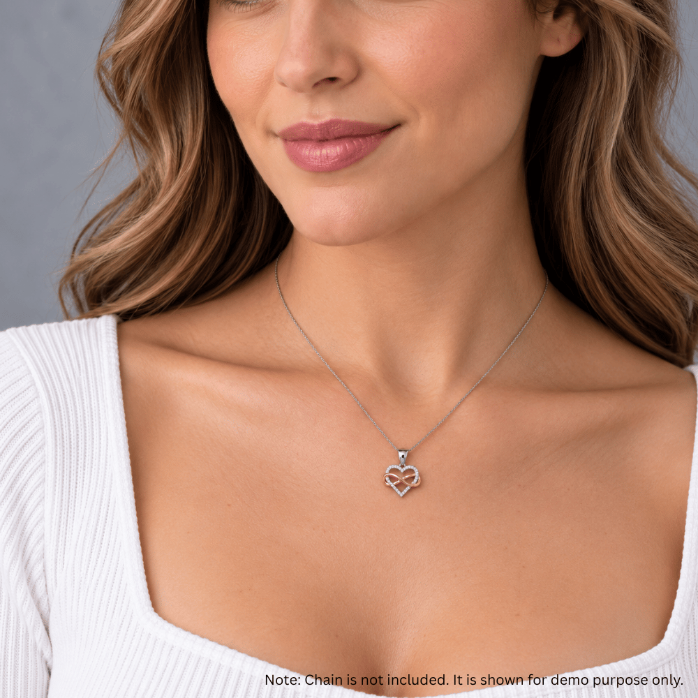 Two Tone CZ Infinity Heart Pendant