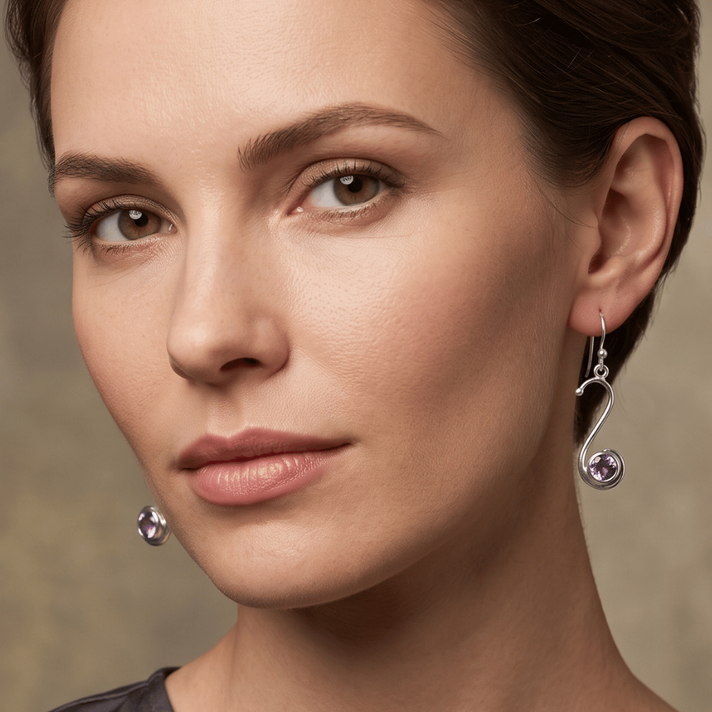 S Design Amethyst Earrings