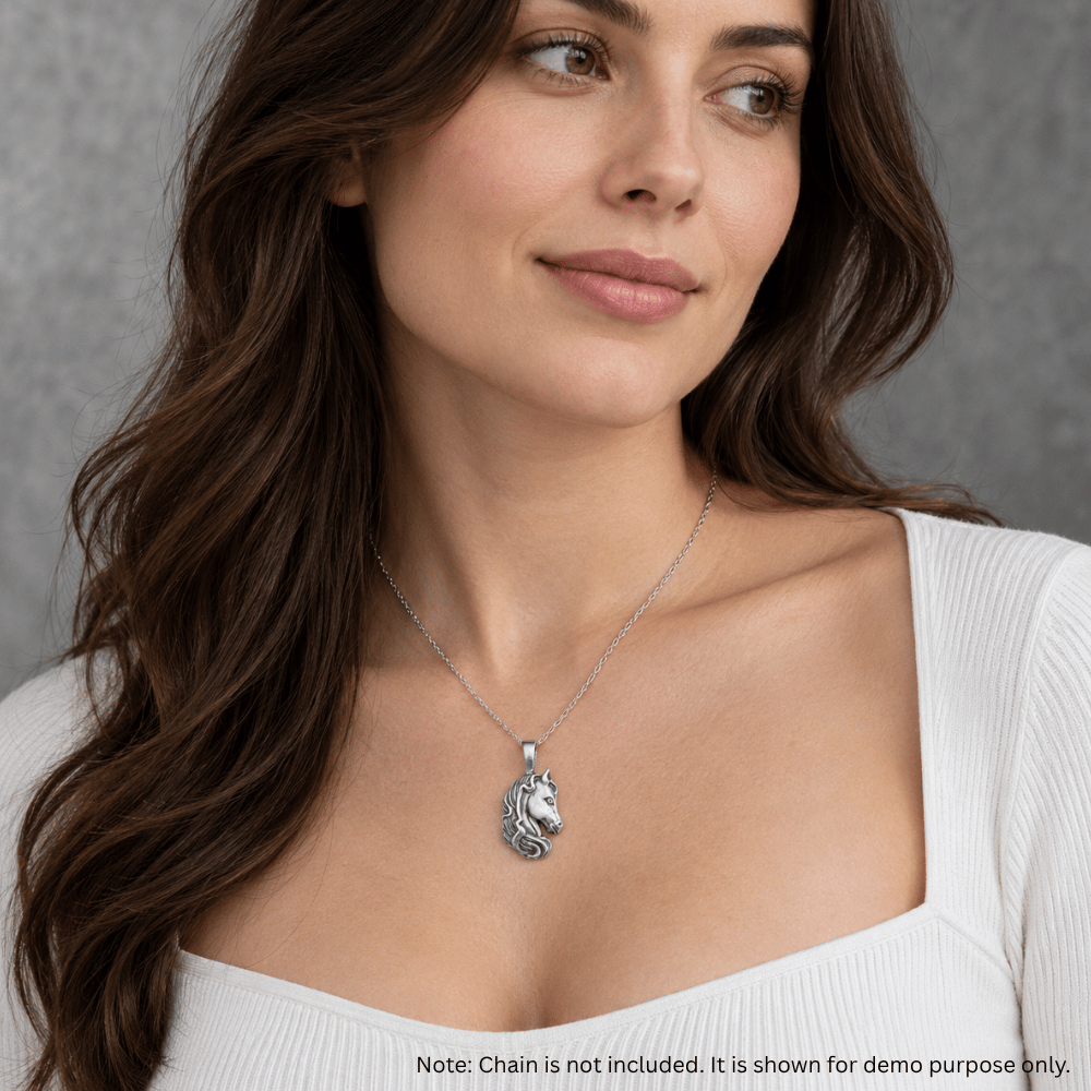 Oxidized Horse Pendant