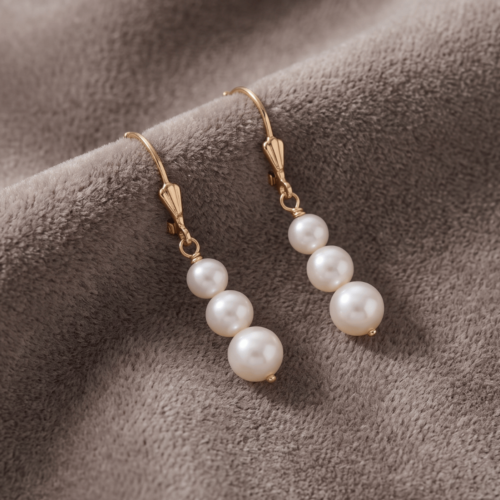 Stacked Cultured Freshwater Pearl Lever Earrings