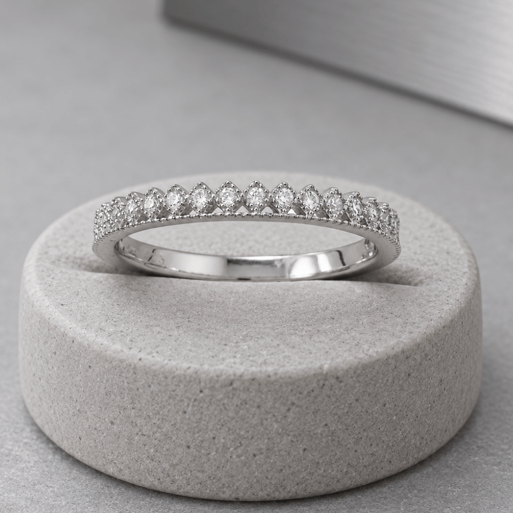 Cubic Zirconia Thin Crown Design Ring
