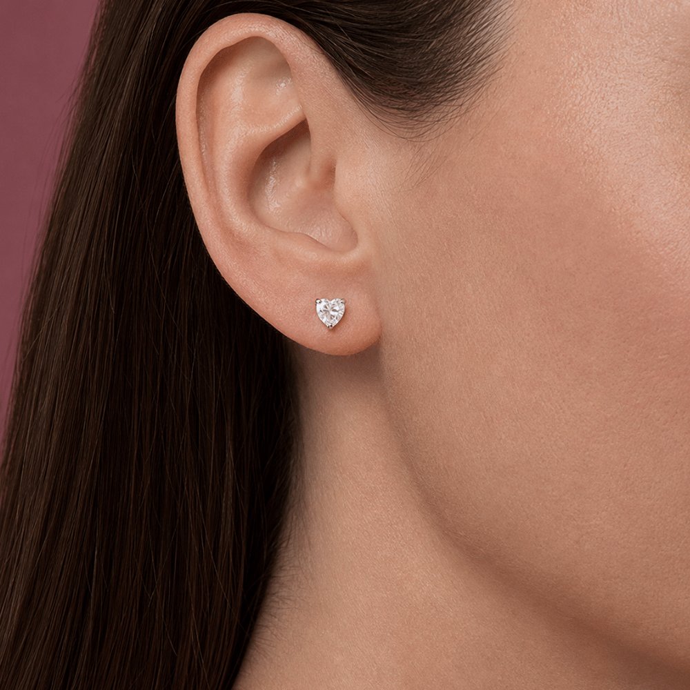 Heart CZ Stud Earrings