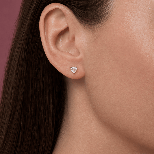 Heart CZ Stud Earrings