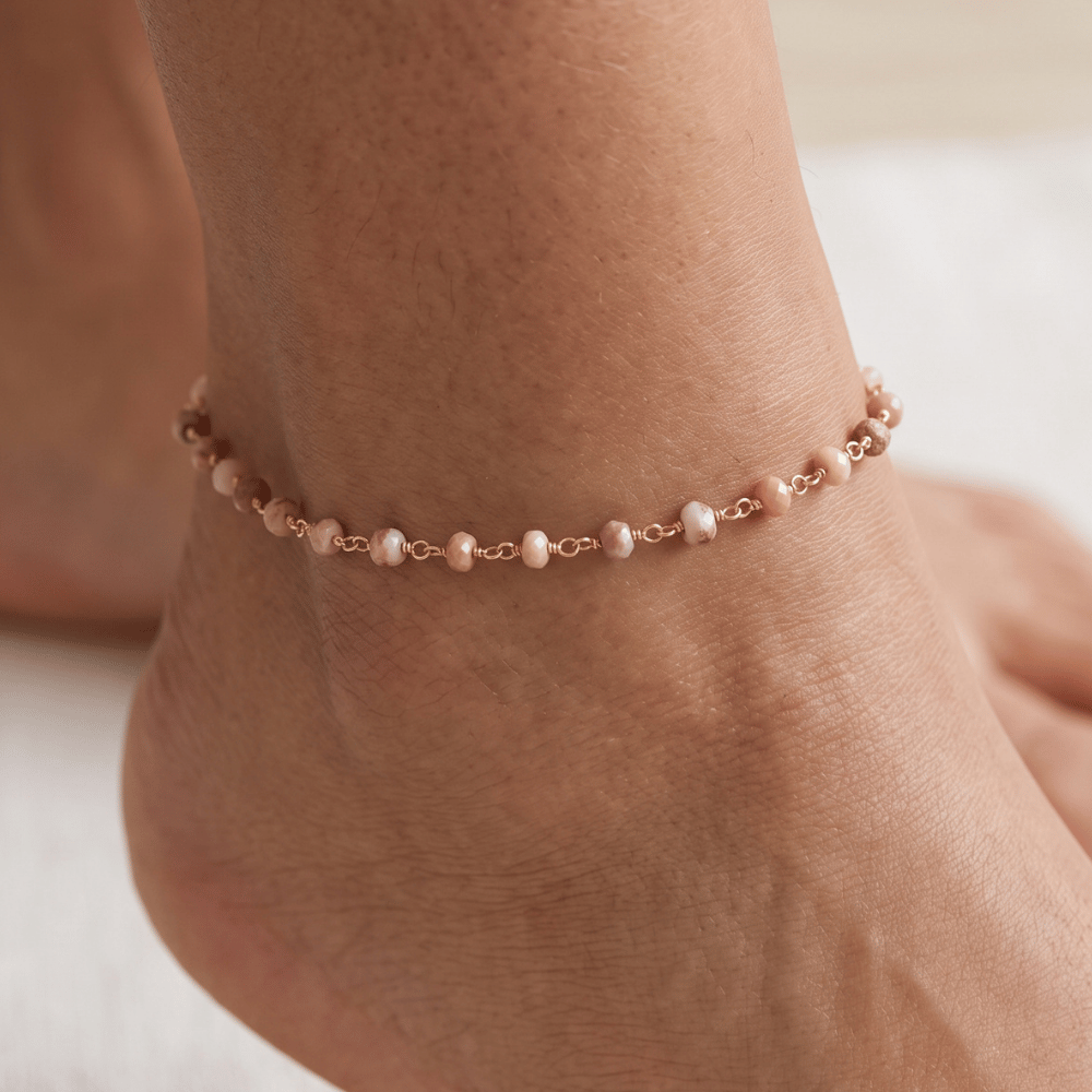 9.5" + 1" 14 Karat Gold Plated Bead Anklet