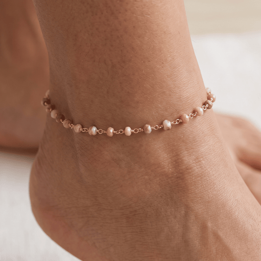 9.5" + 1" 14 Karat Gold Plated Bead Anklet
