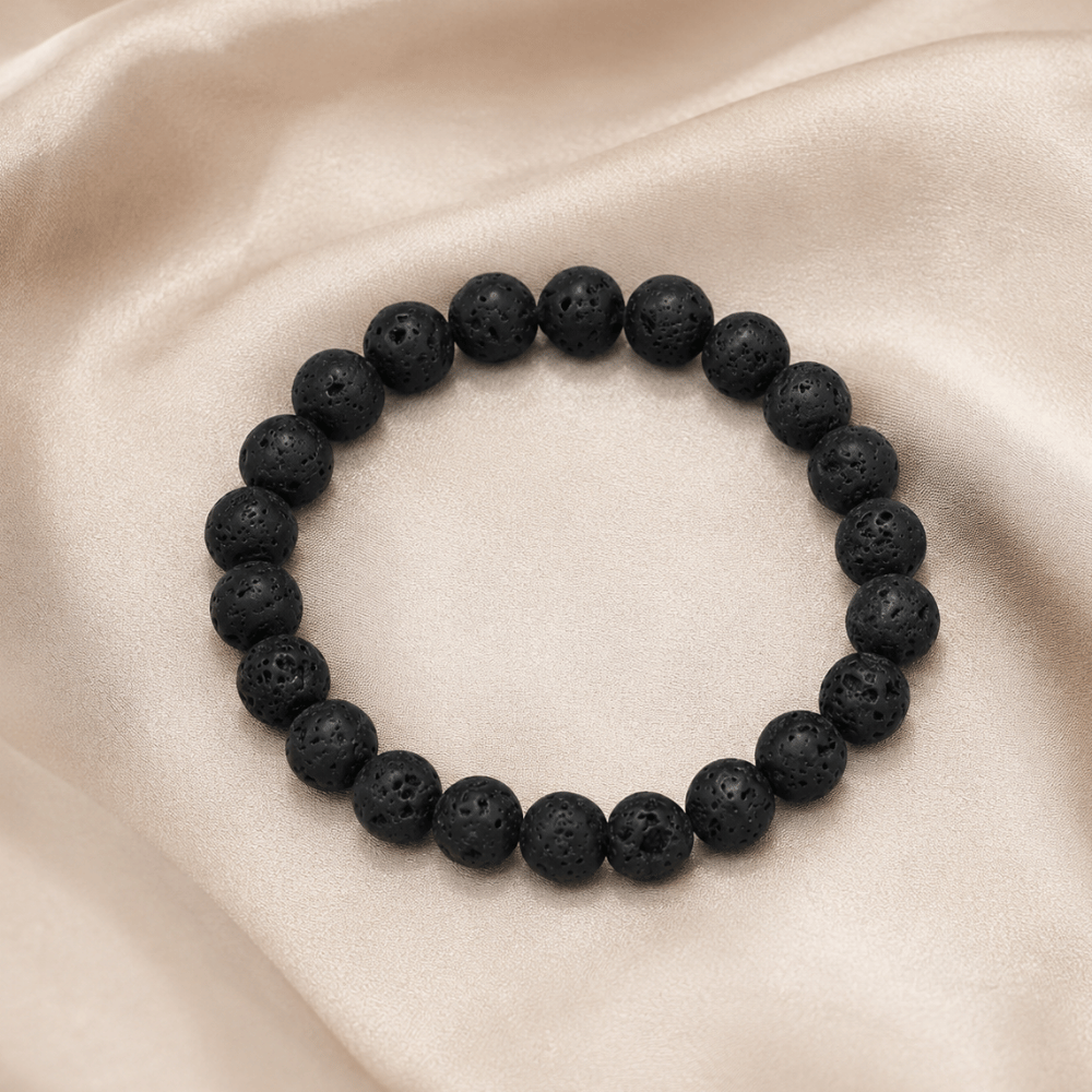 8.75mm Black Lava Stretch Bracelet