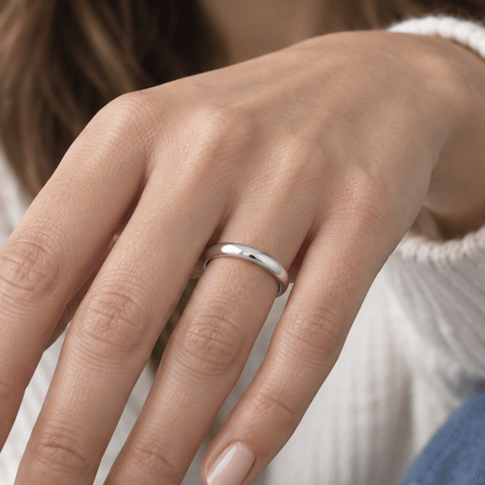 Rhodium Plated 3mm Band