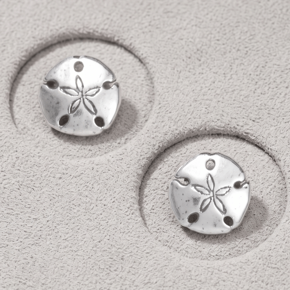 Oxidized Sand Dollar Stud Earrings
