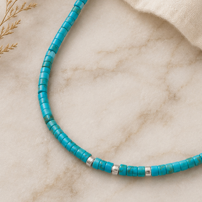 21" Reconstituted Turquoise Heishi Bead Necklace
