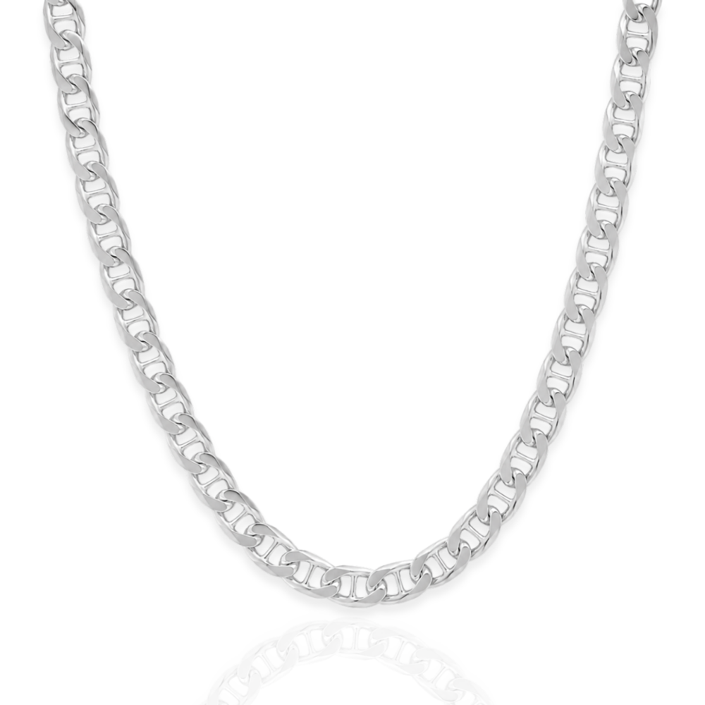 925 Sterling Silver Flat Marina Chain Necklace - 6mm