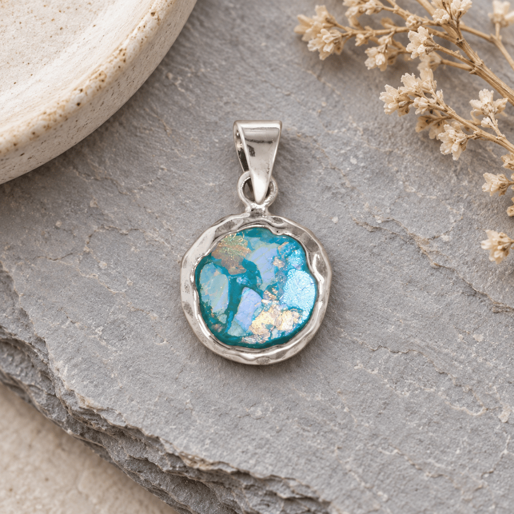 11mm Round Roman Glass Pendant