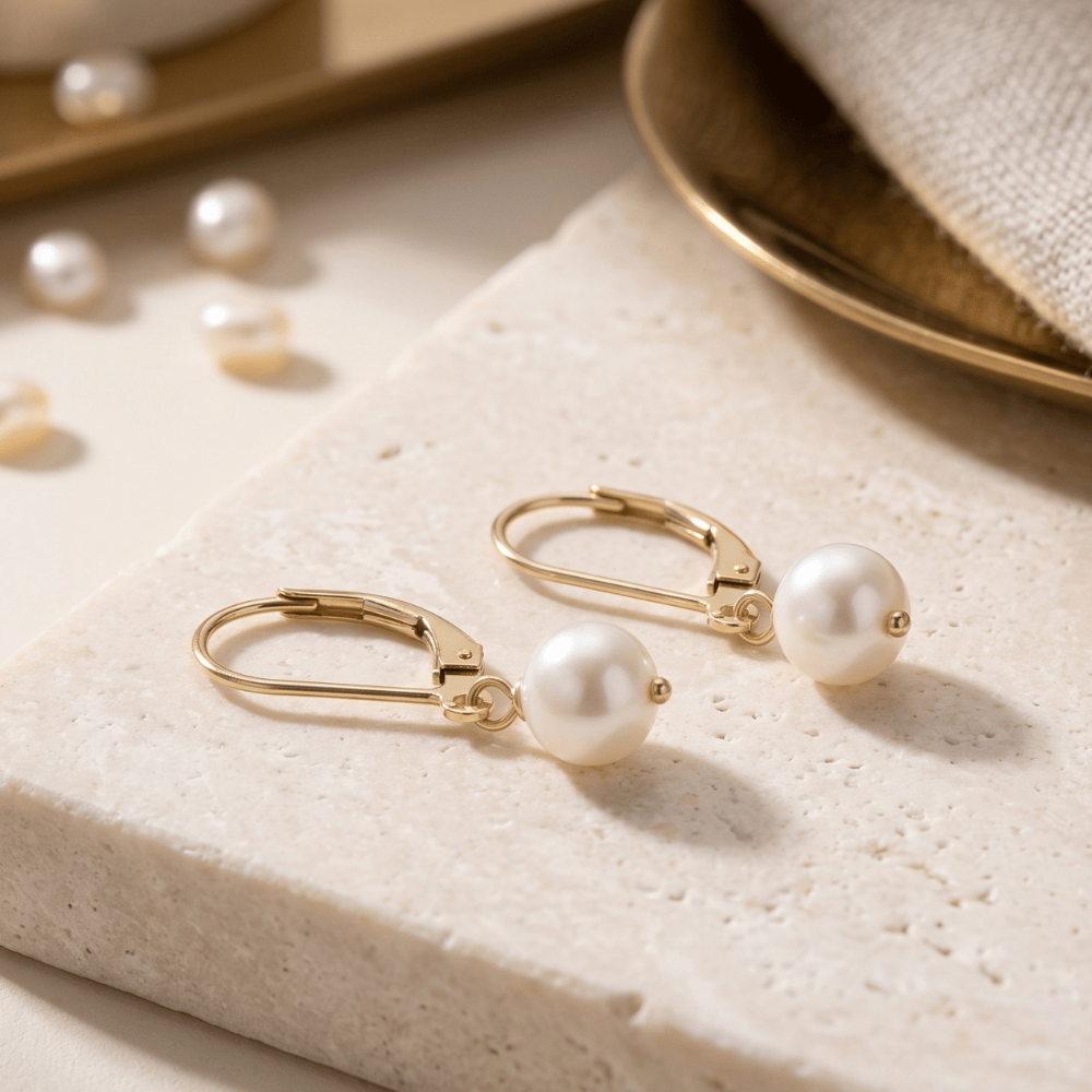 Gold-Filled Cultured Freshwater Pearl Lever Earrings