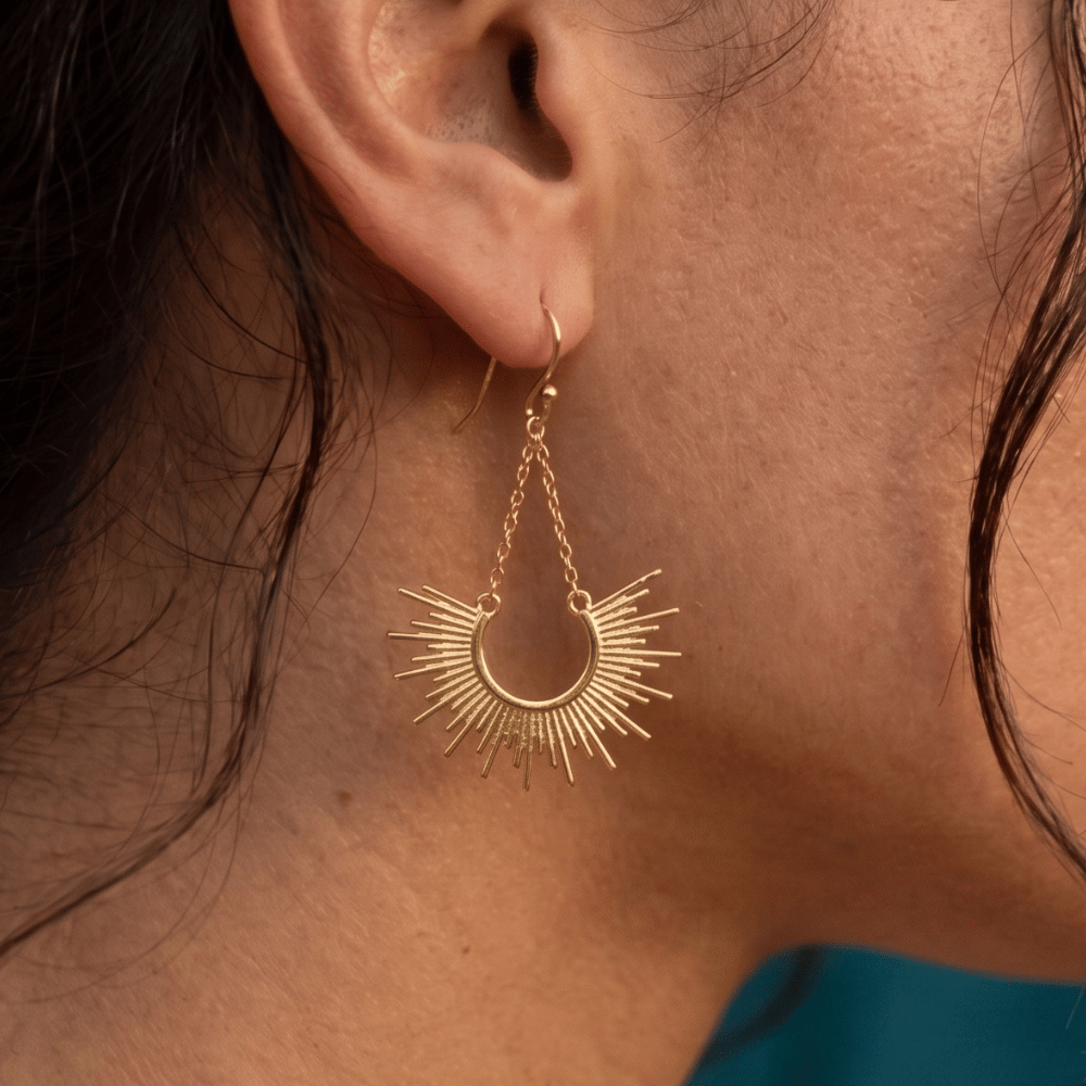 14 Karat Gold Plated Sunburst Earrings