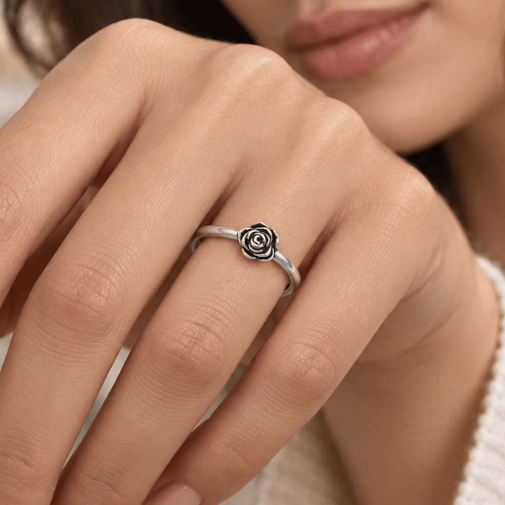 Small Oxidized Rose Ring