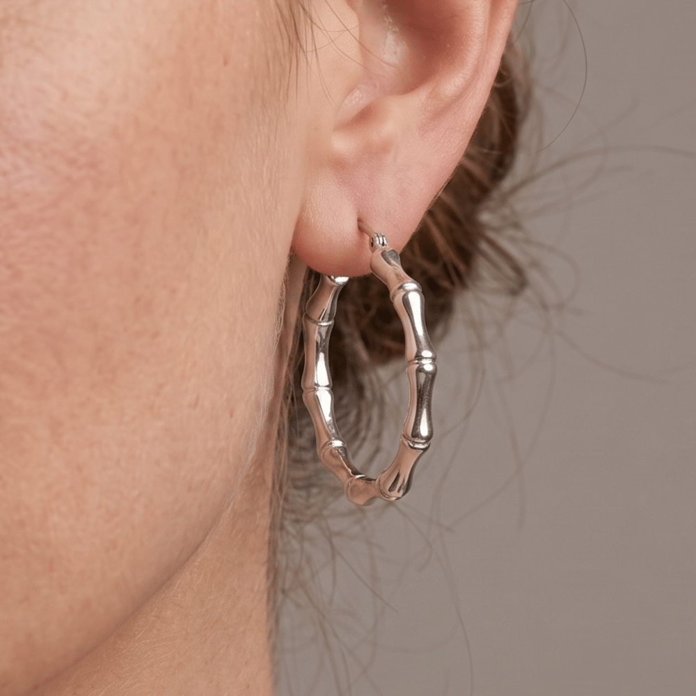 44mm Bamboo Hoop Earrings