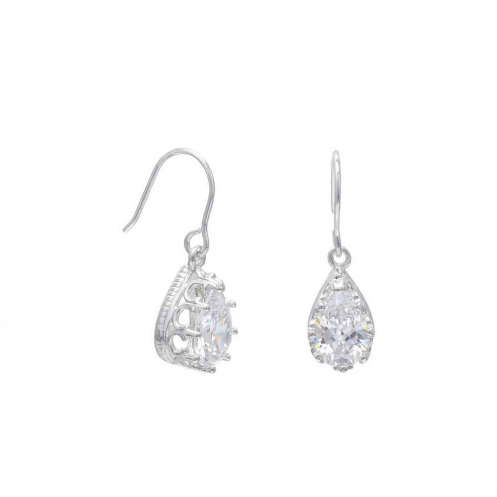 Crown Edge Cubic Zirconia French Wire Earrings