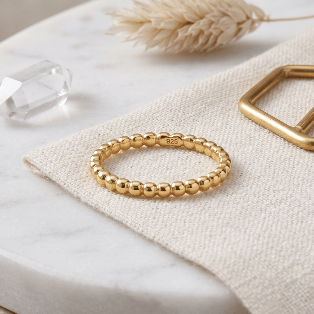 14 Karat Gold Plated Beaded Band