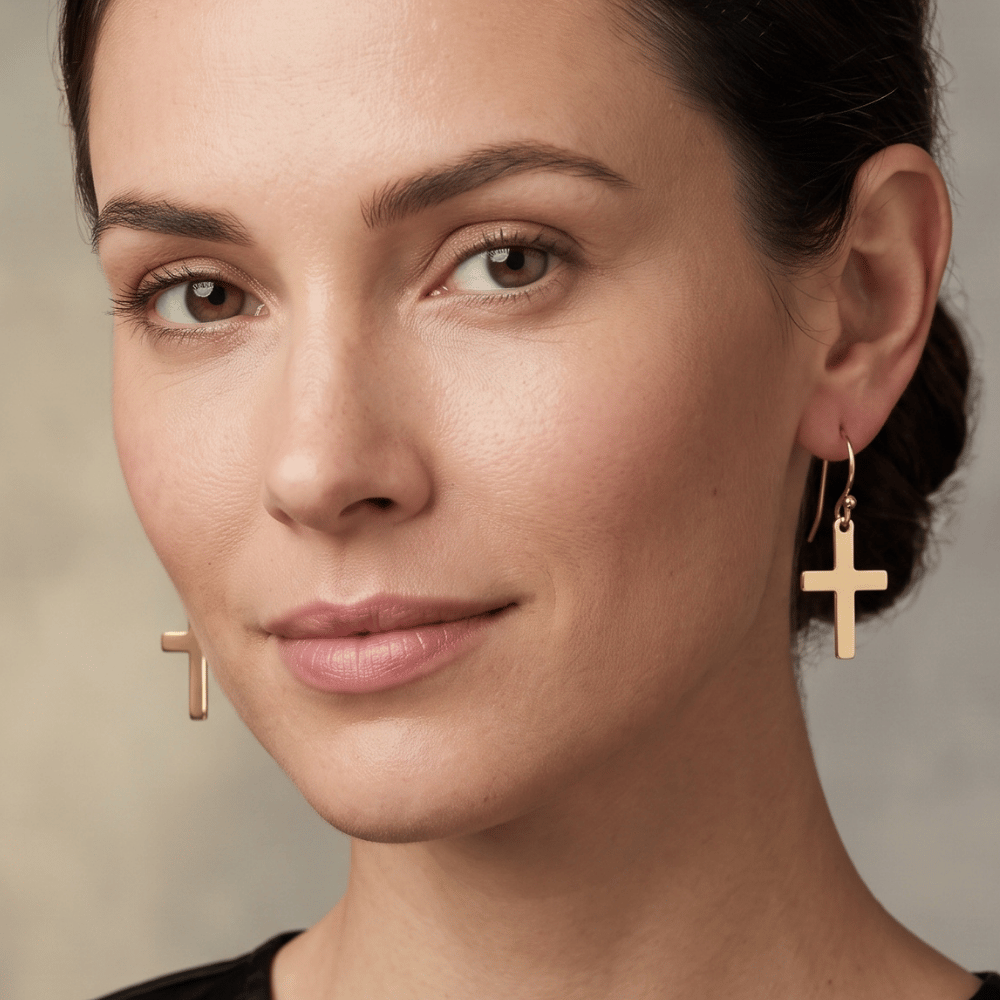 14/20 Gold Filled Cross French Wire Earrings