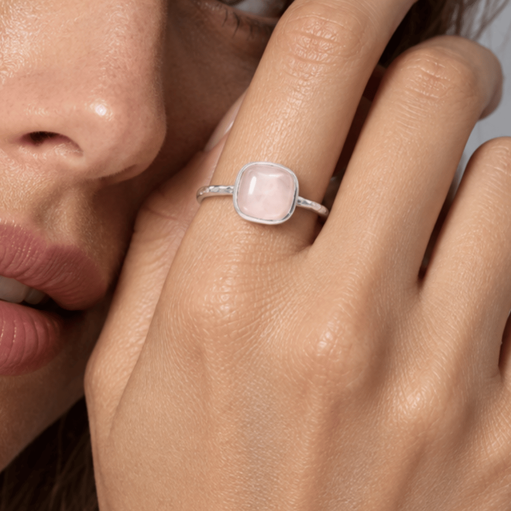 Textured 7.5mm Square Stone Ring