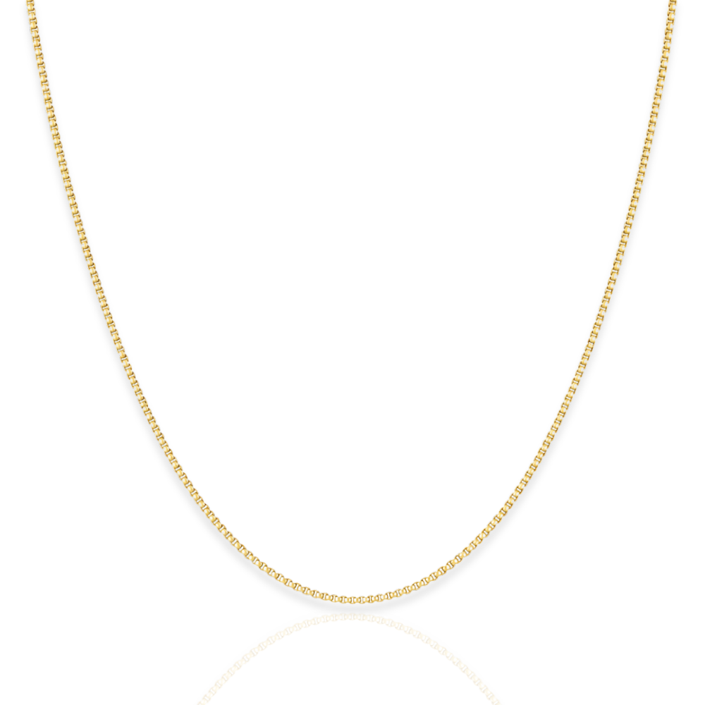 14K Gold Plated Sterling Silver Light Box Chain Necklace - 1mm