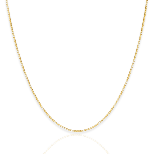 14K Gold Plated Sterling Silver Light Box Chain Necklace - 1mm