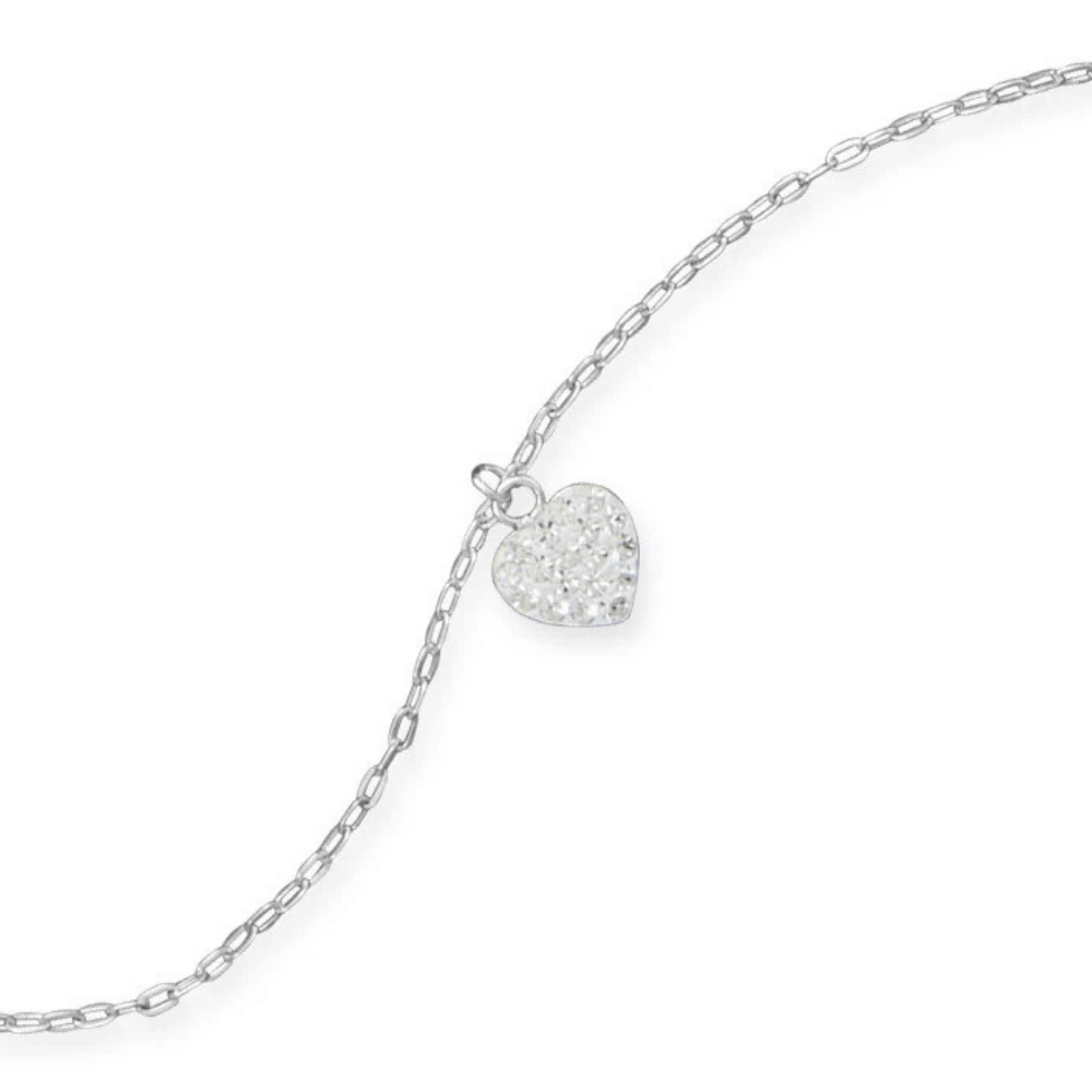 9" + 1" Swarovski Crystal Heart Charm Anklet