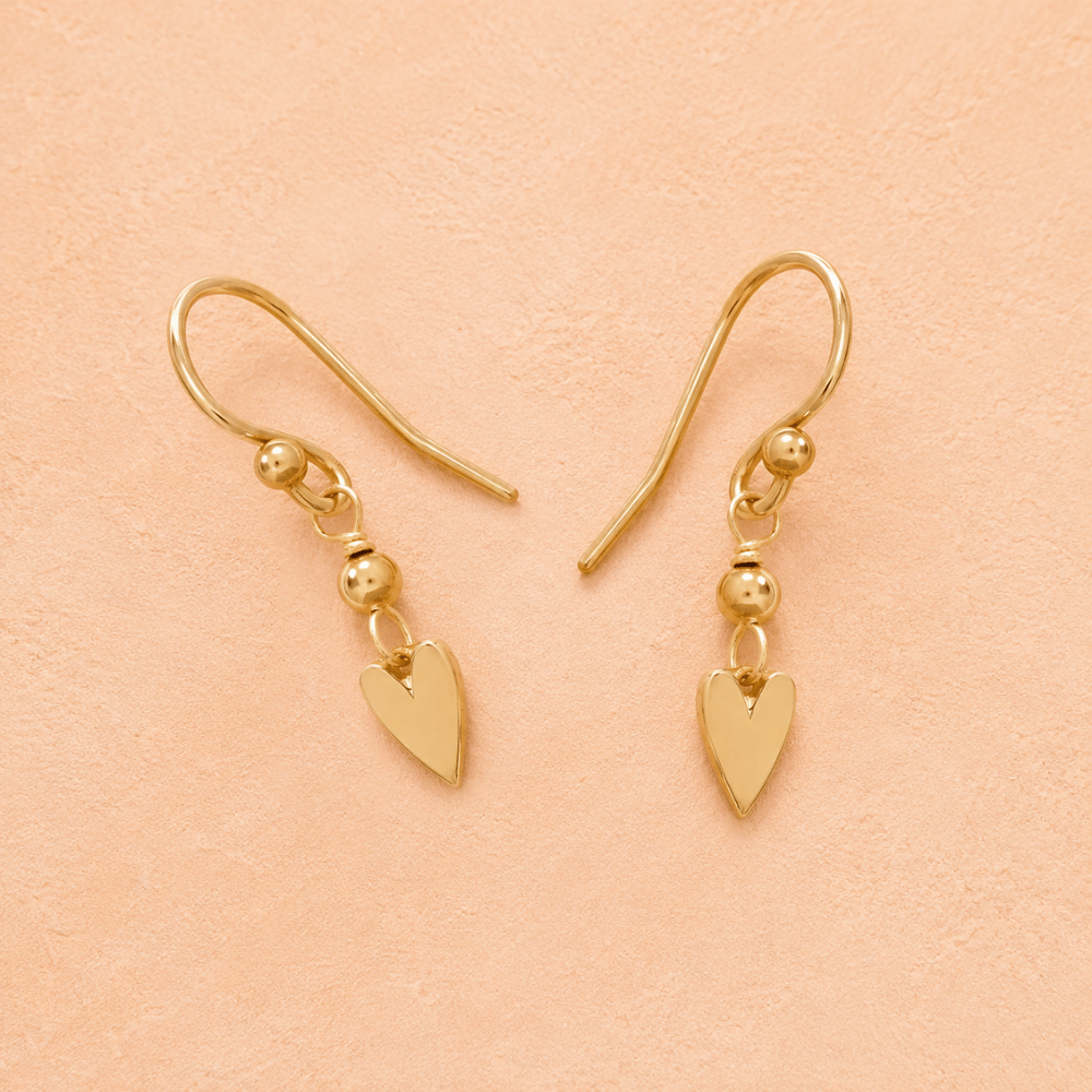 14 Karat Gold Plated Heart Drop Earrings