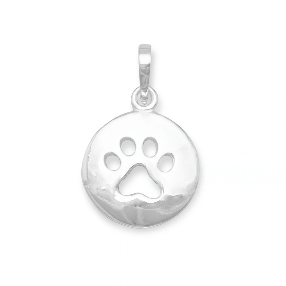 Round Cutout Paw Print Pendant