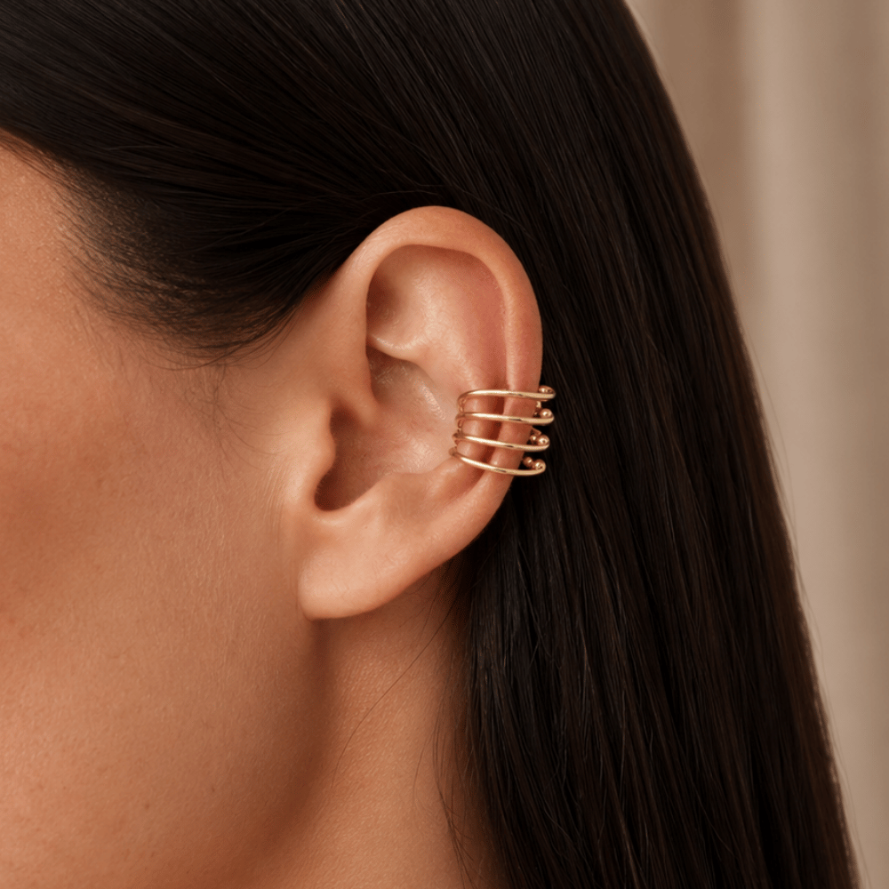 14 Karat Gold Plated Four Row Ear Cuffs