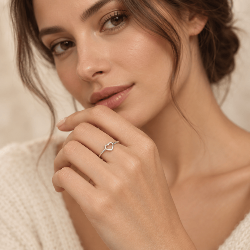 Polished Open Heart Ring - view 4