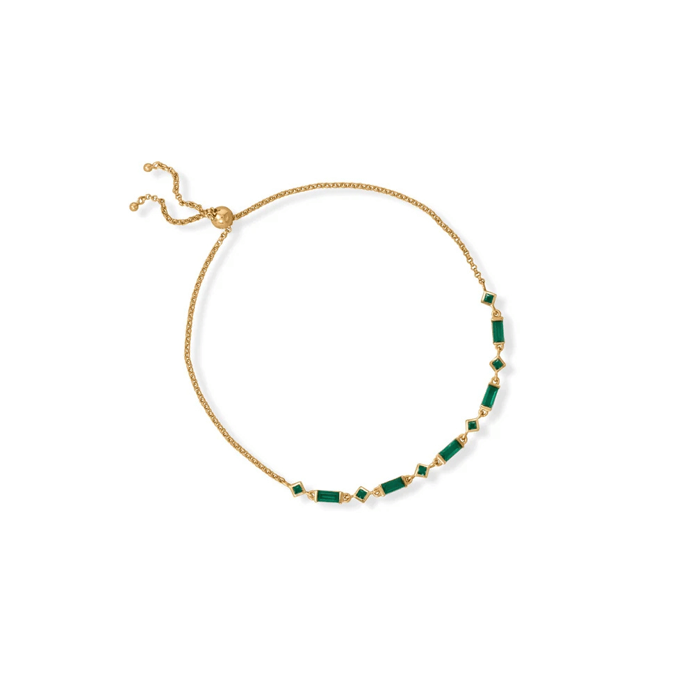 14 Karat Gold Plated CZ Bolo Bracelet