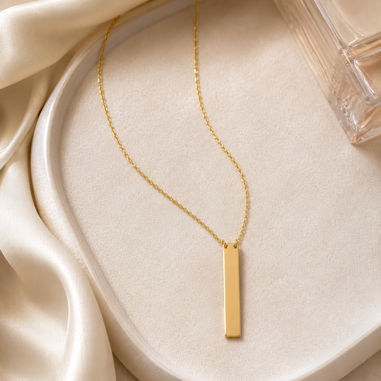 16" + 2" 14 Karat Gold Plated Vertical Bar Drop Necklace