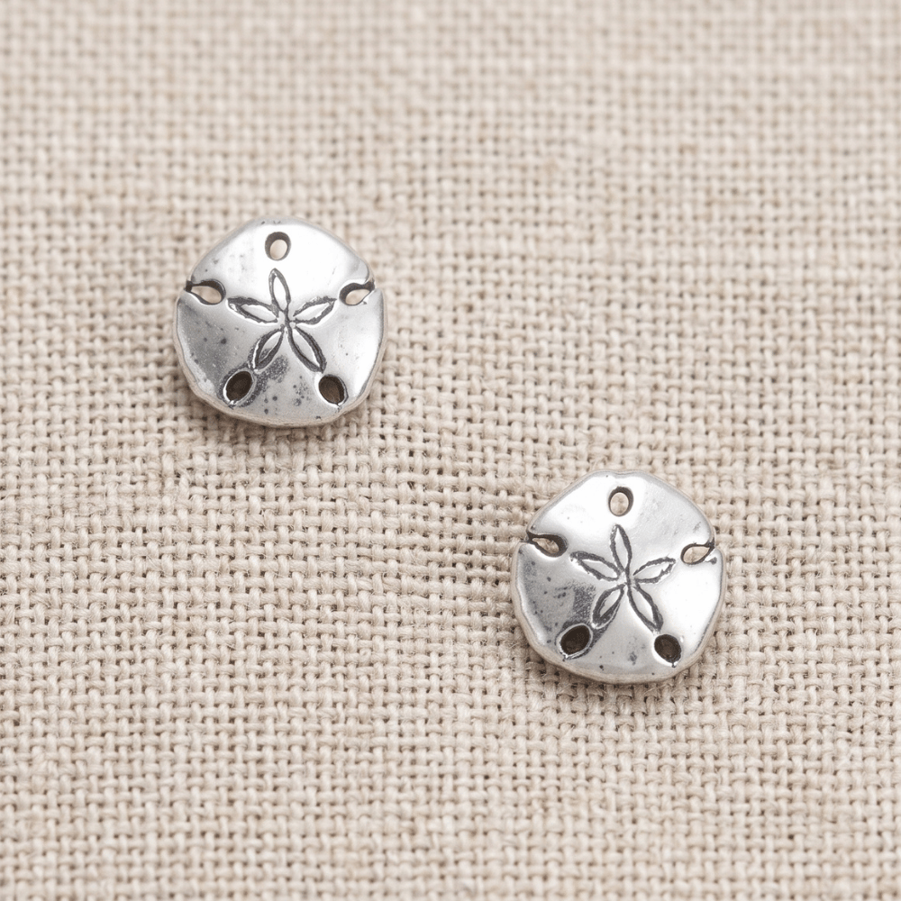 Oxidized Sand Dollar Stud Earrings