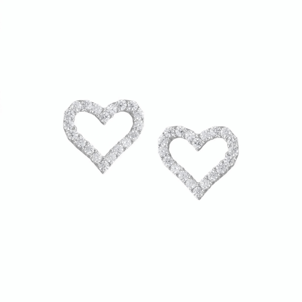 CZ Heart Outline Earrings