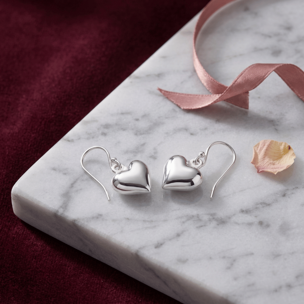 Polished Puffy Heart French Wire Earrings