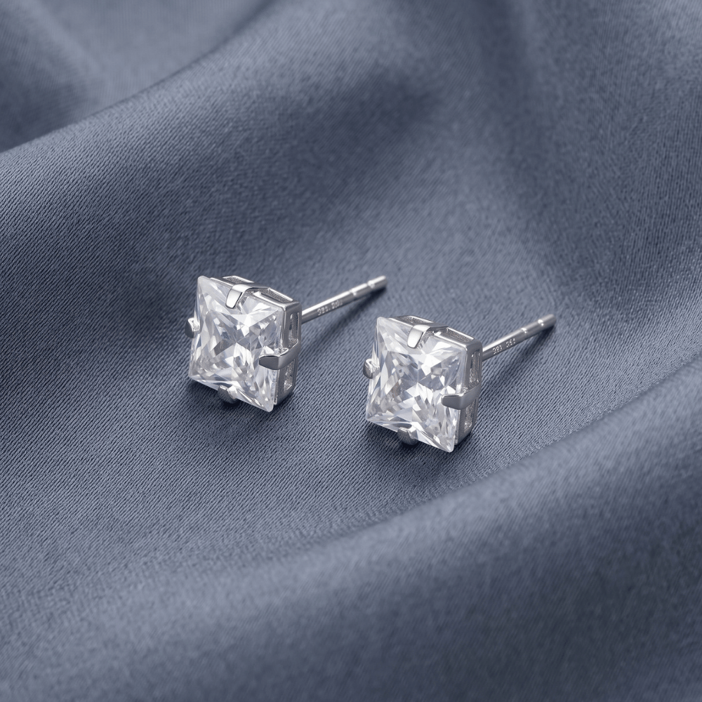 CZ Square Stud Earrings