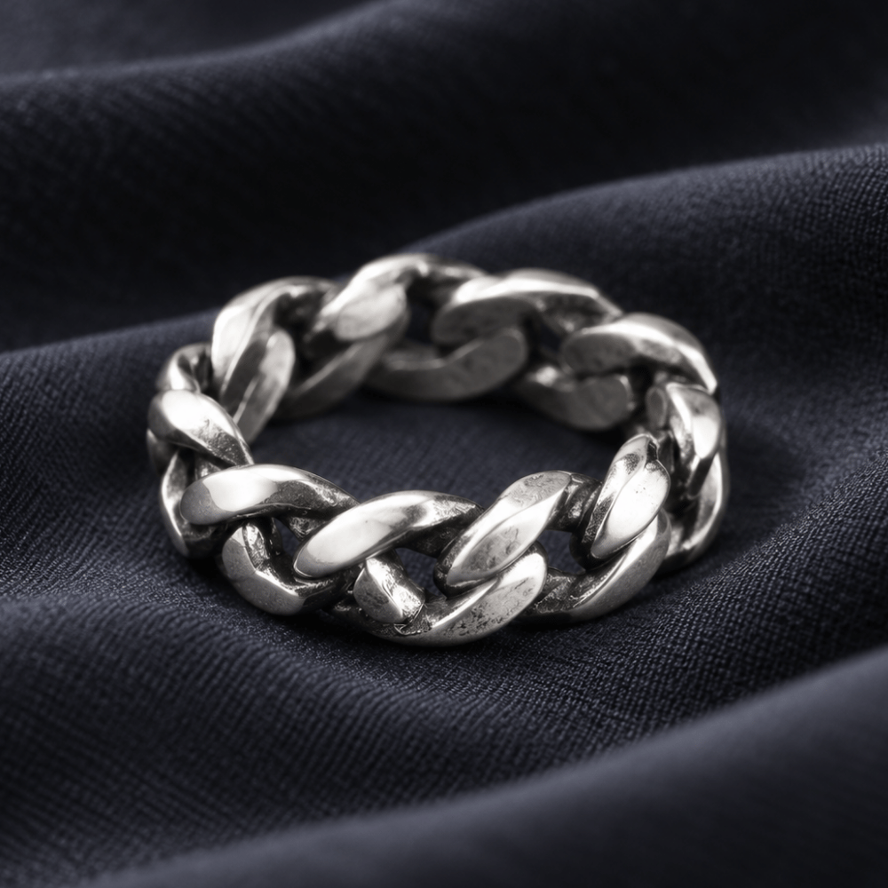 Oxidized Curb Chain Ring