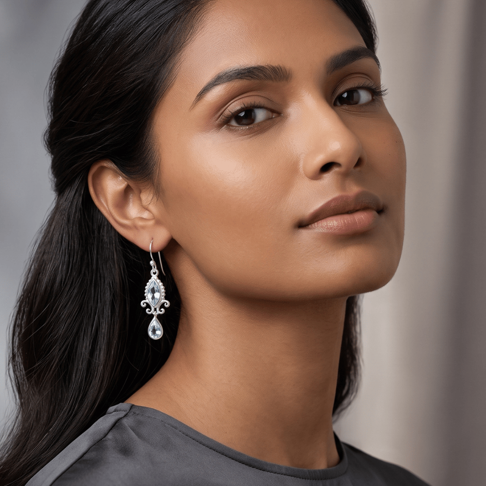Multishape Blue Topaz Earrings