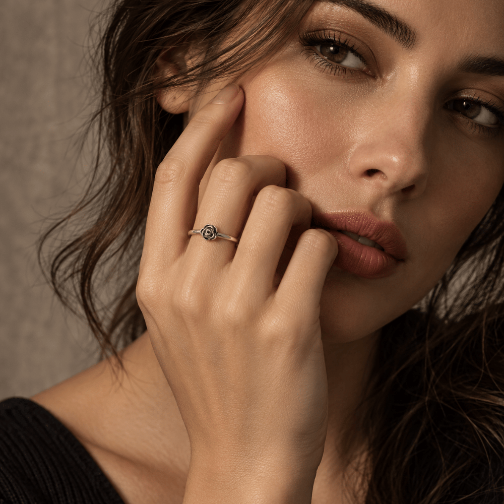 Small Oxidized Rose Ring
