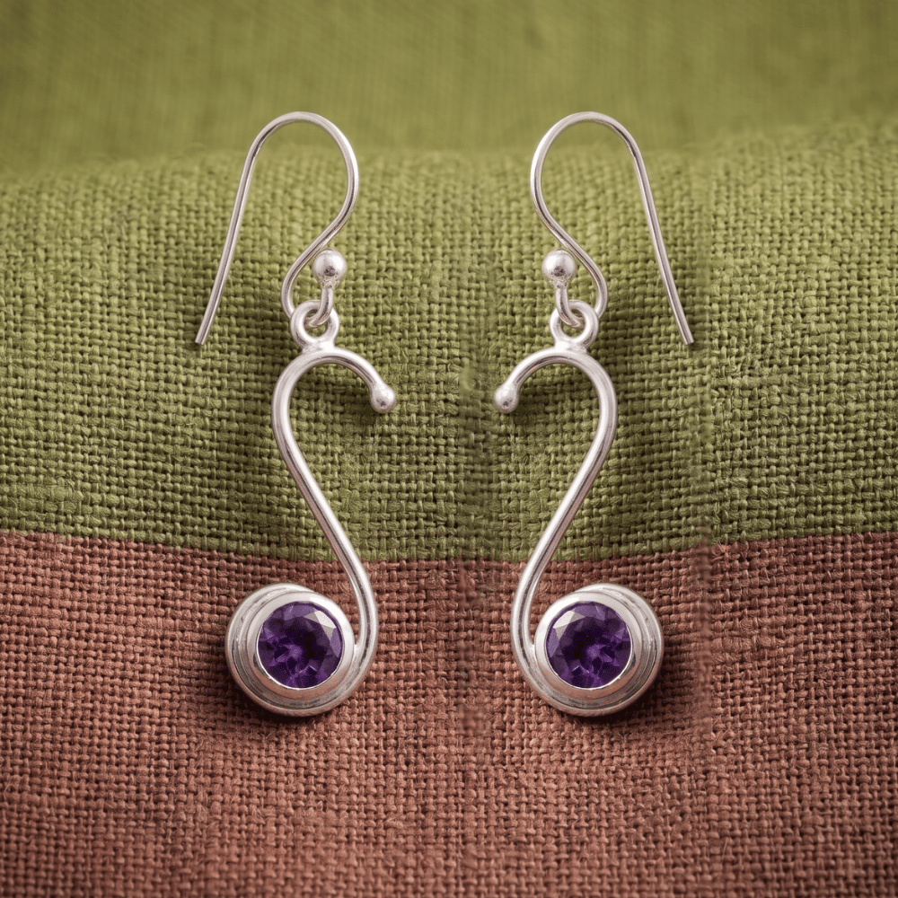 S Design Amethyst Earrings