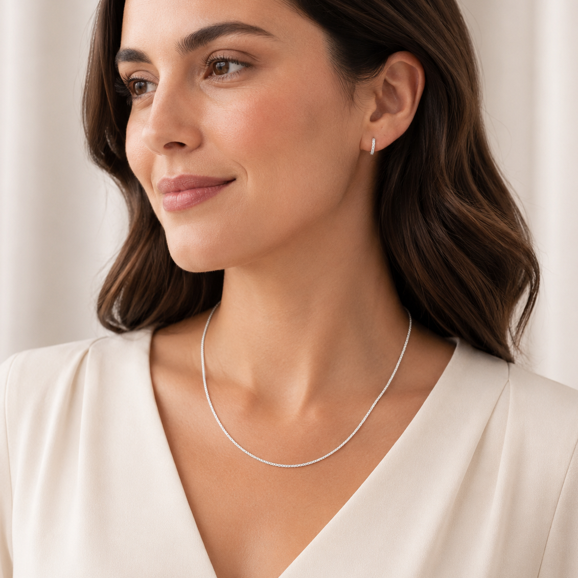 925 Sterling Silver French Wheat Chain Necklace - 1.5mm