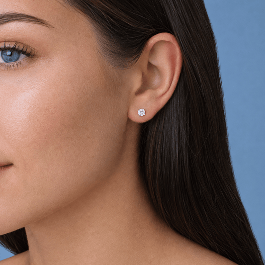 Rhodium Plated CZ Stud Earrings