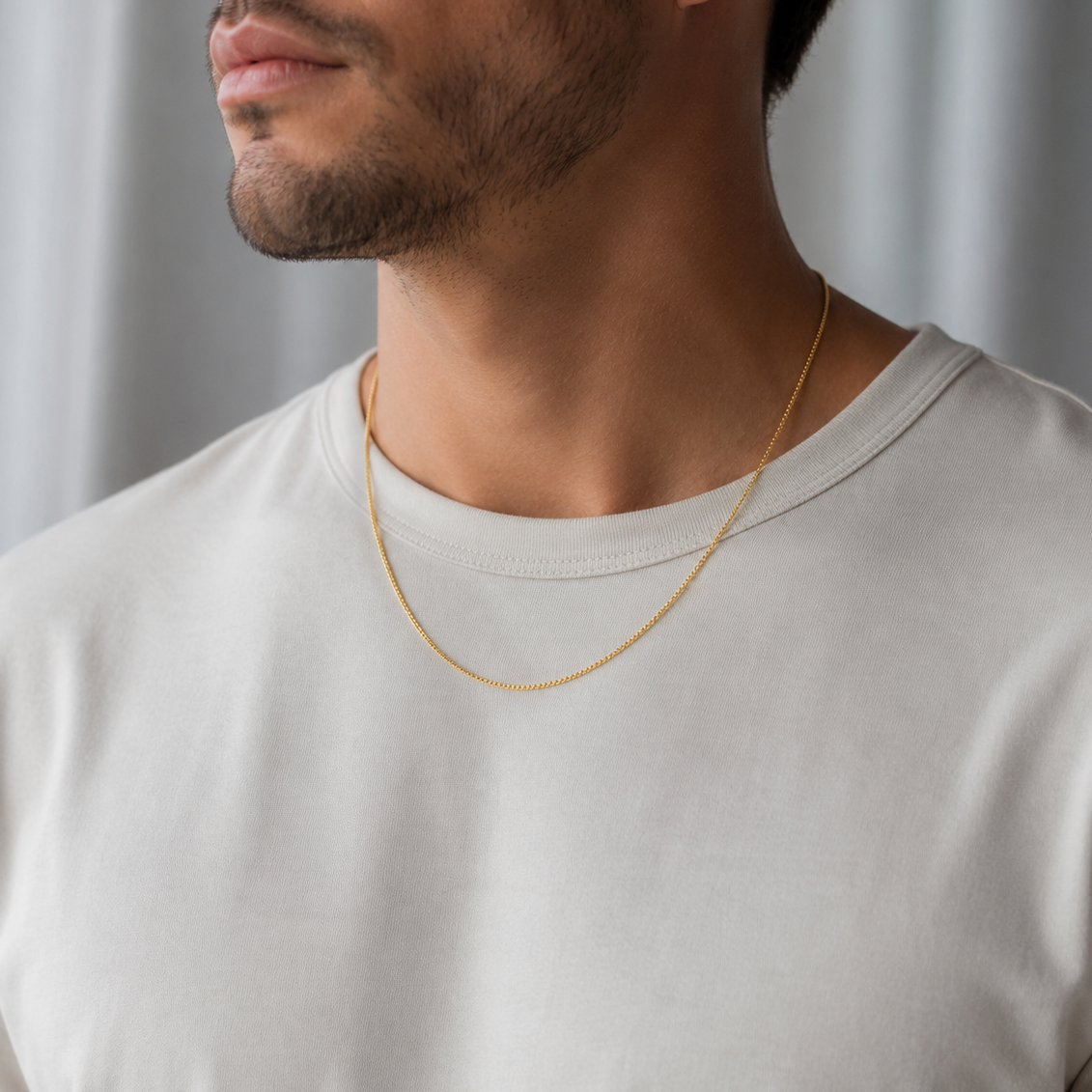 14K Gold Plated Sterling Silver Light Box Chain Necklace - 1mm