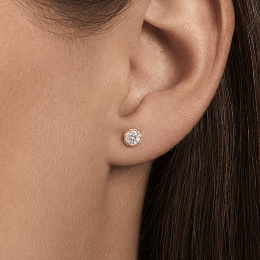 14 Karat Rose Gold Plated Crown Set CZ Earrings
