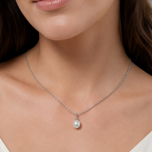 16" Stainless Steel Cultured Freshwater Pearl Drop Necklace